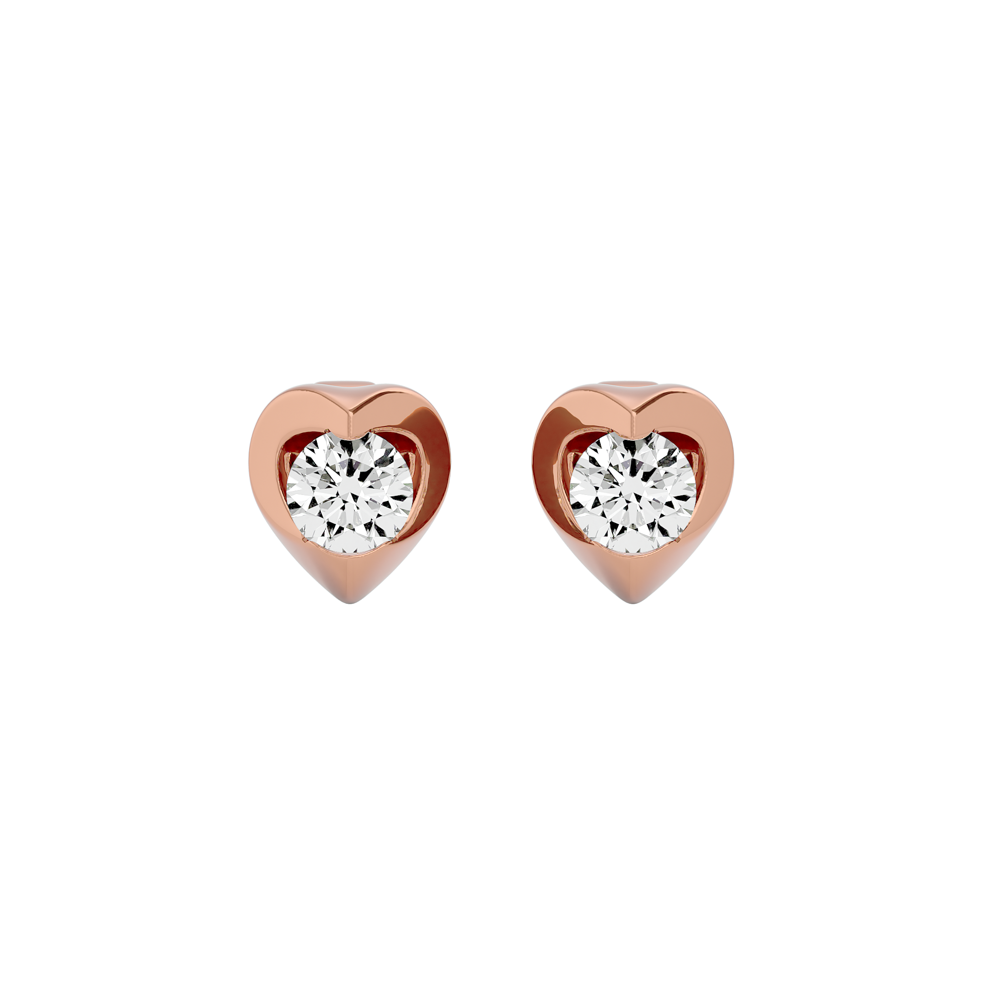 0.52 Carat Solitaire Diamond Earrings in 14Kt Rose Gold - Blu Diamonds