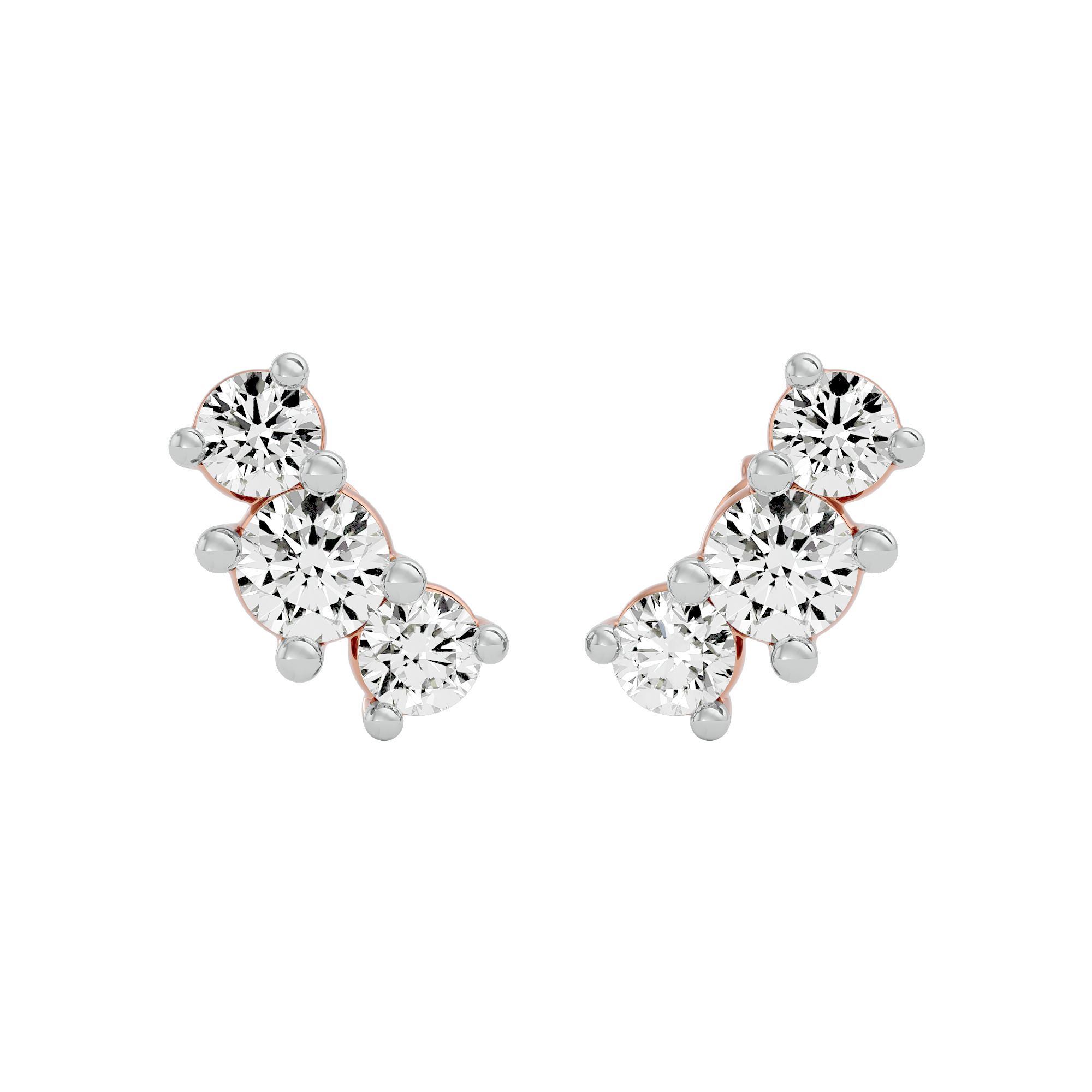 Rose Gold 0.94 Carat Dimaond Solitaire Earring - Blu DIamonds