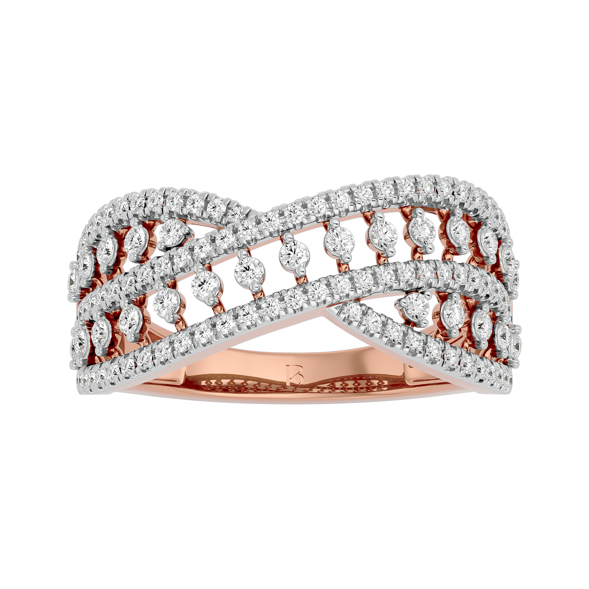 0.72 Ct Round Diamond Wedding Bands in 14Kt Rose Gold - Blu Diamonds