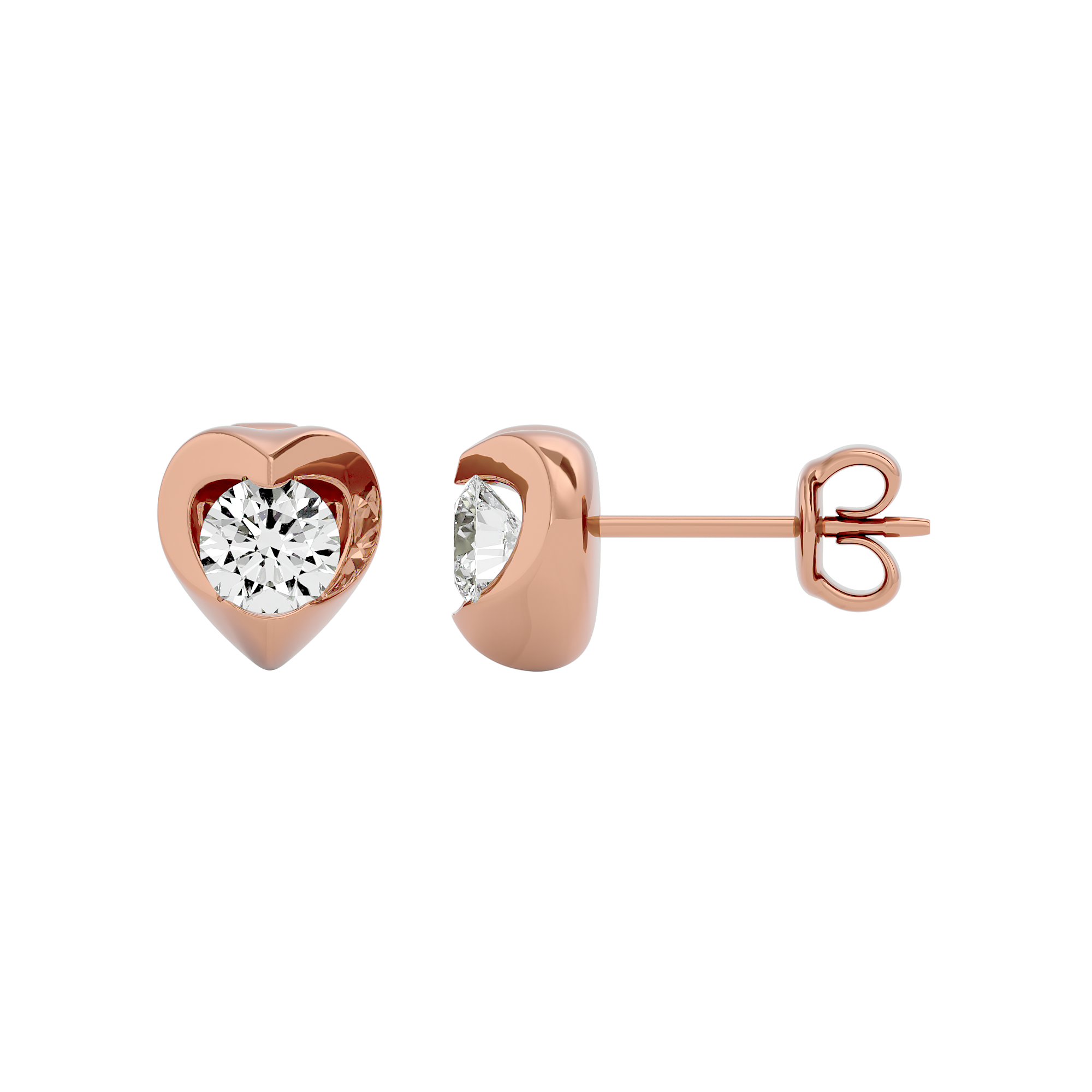 0.52 Carat Solitaire Diamond Earrings in Rose Gold - Blu Diamonds