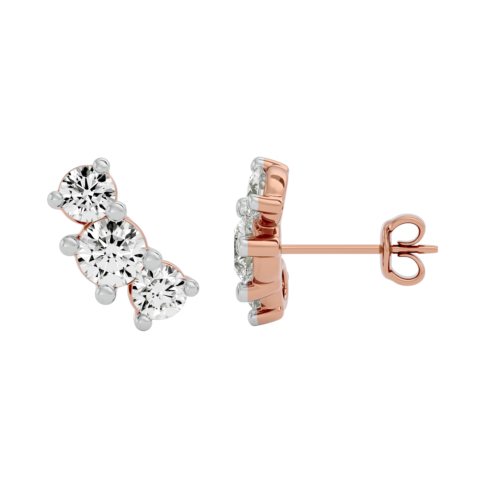 0.94 Carat Dimaond Solitaire Rose Gold Earring - Blu DIamonds