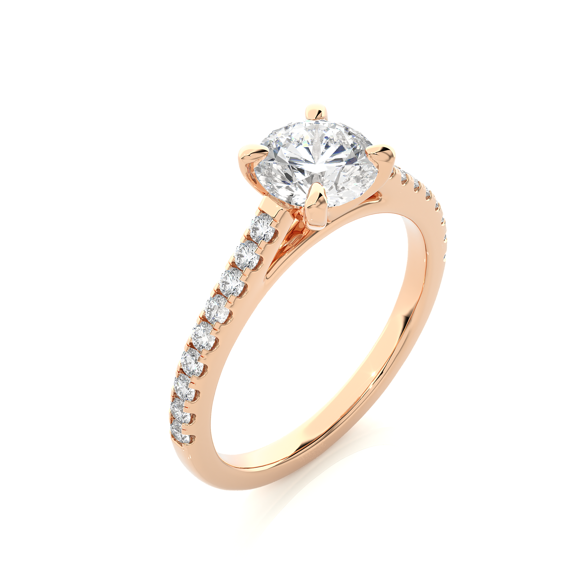 Rose Gold 1.36Ct Round Cut Lab Grown Diamond Ring - Blu Diamonds