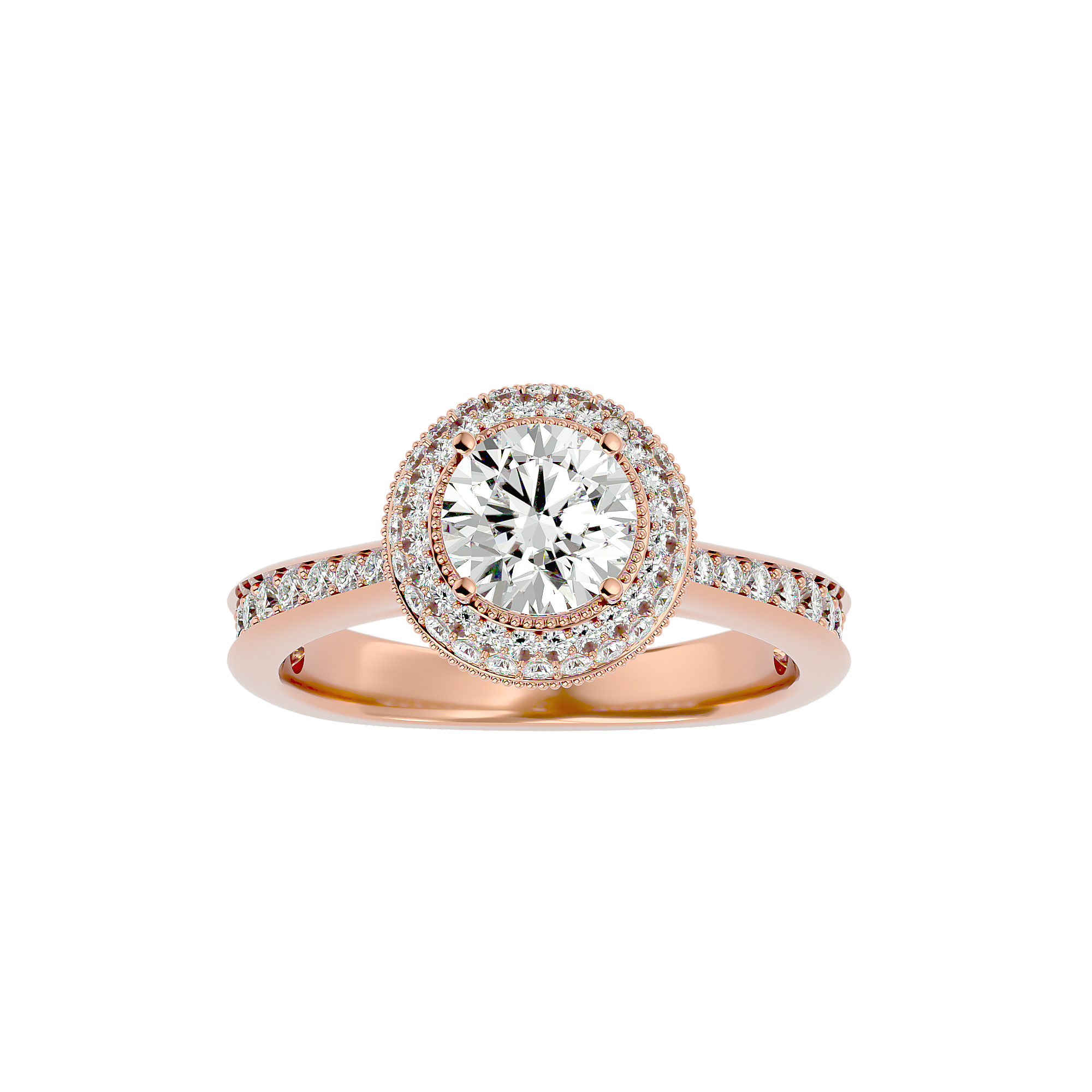 1.59 Ct Round Shaped Diamond RIng in 14Kt Rose Gold - Blu Diamonds