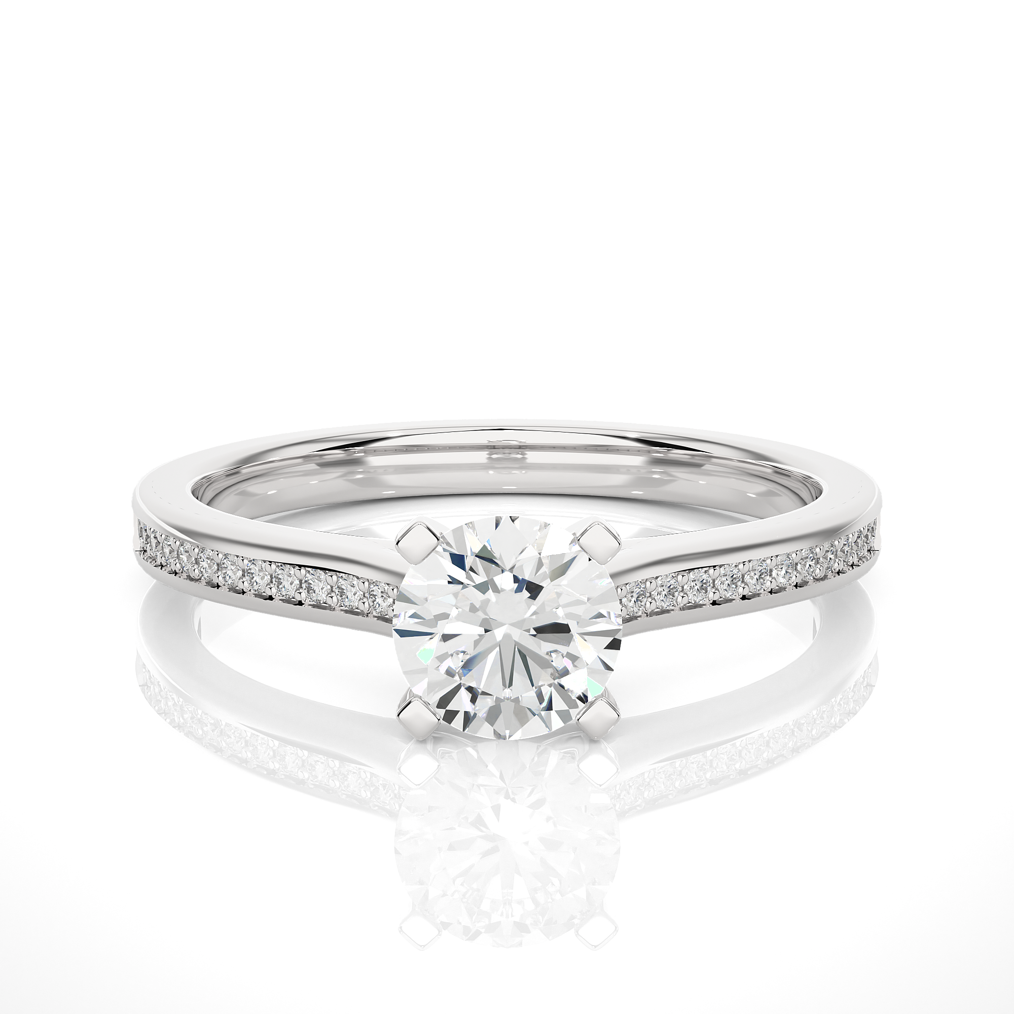 White Gold 0.75Ct Round Solitaire Diamond Ring - Blu Diamonds