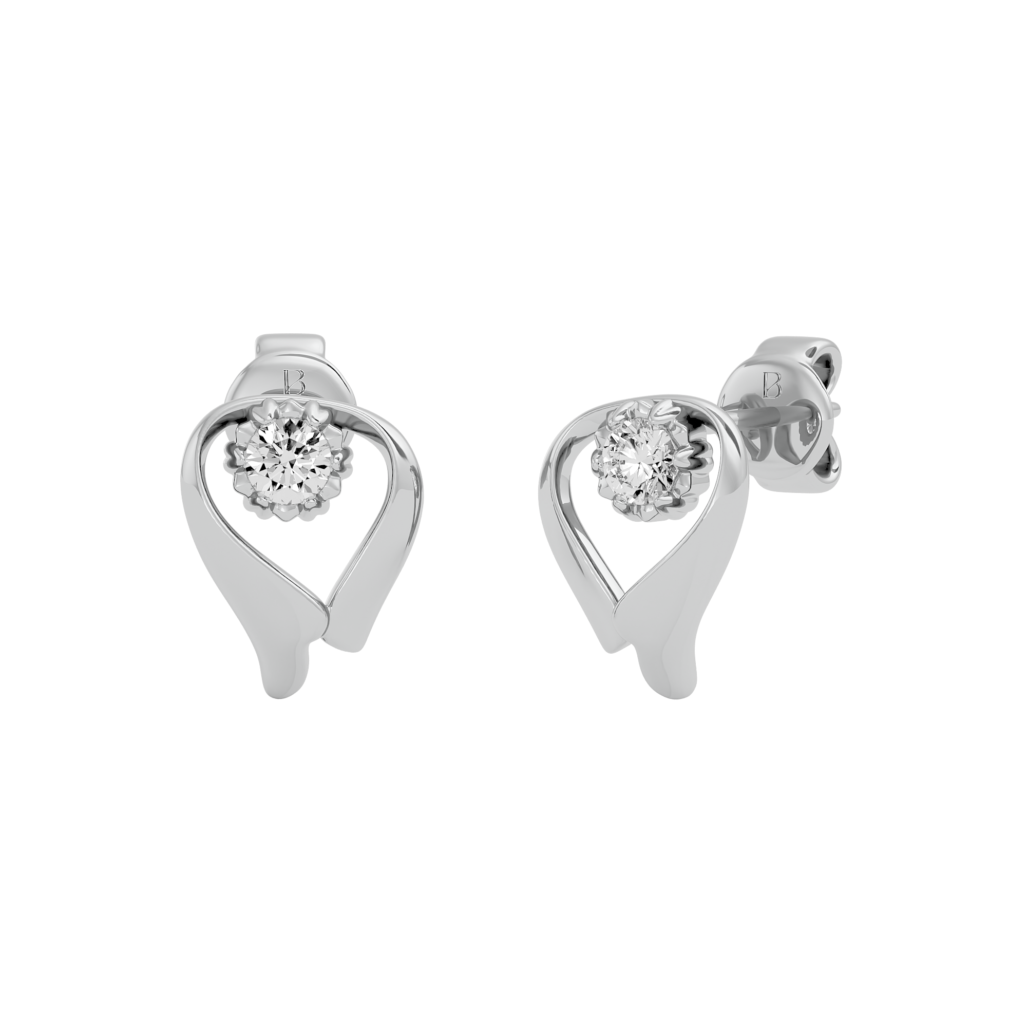 0.12 Carats Dimaond Solitaire Earring in White Gold - Blu Diamonds