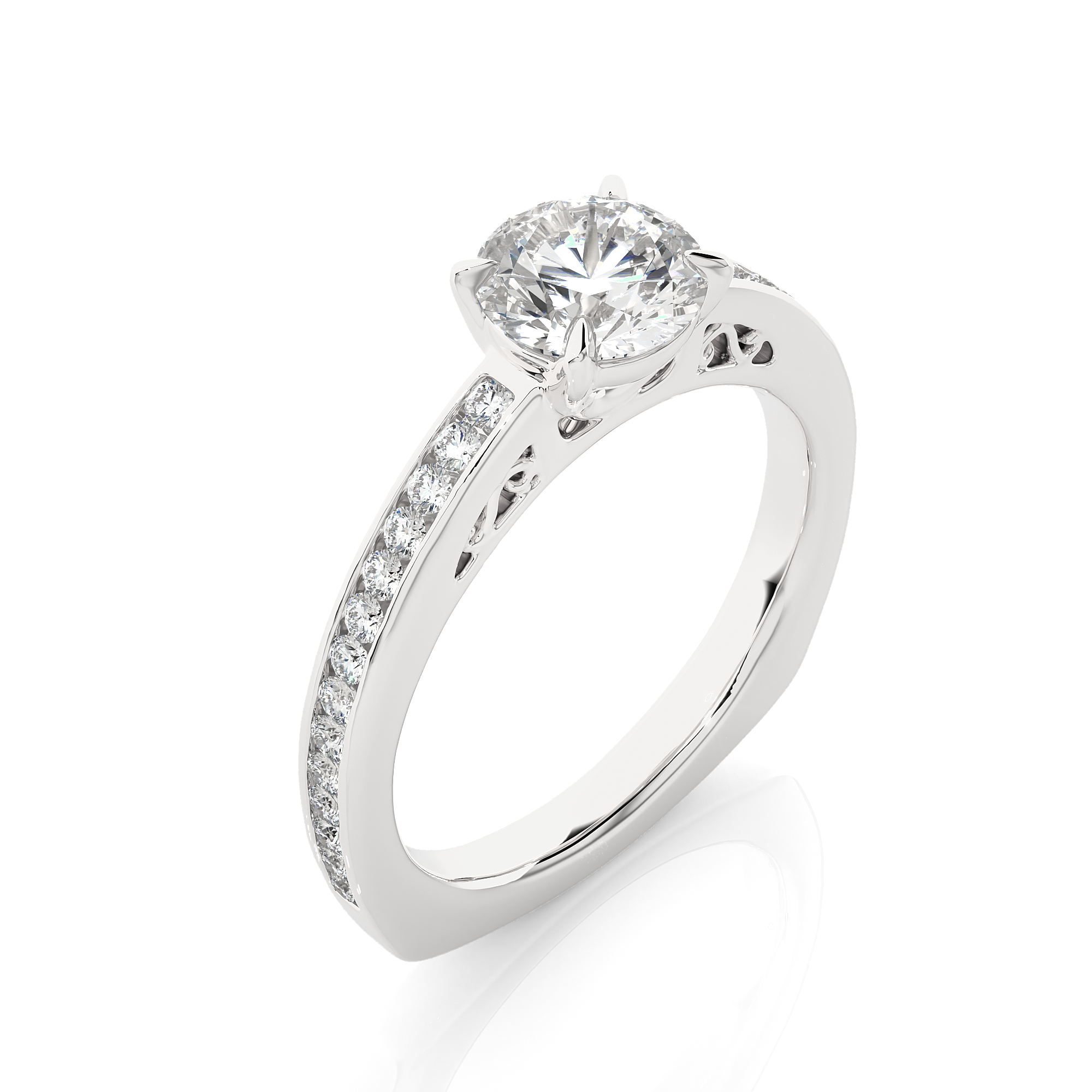 1.27Ct Solitaire Round Cut Diamond With White Gold Ring - Blu Diamonds