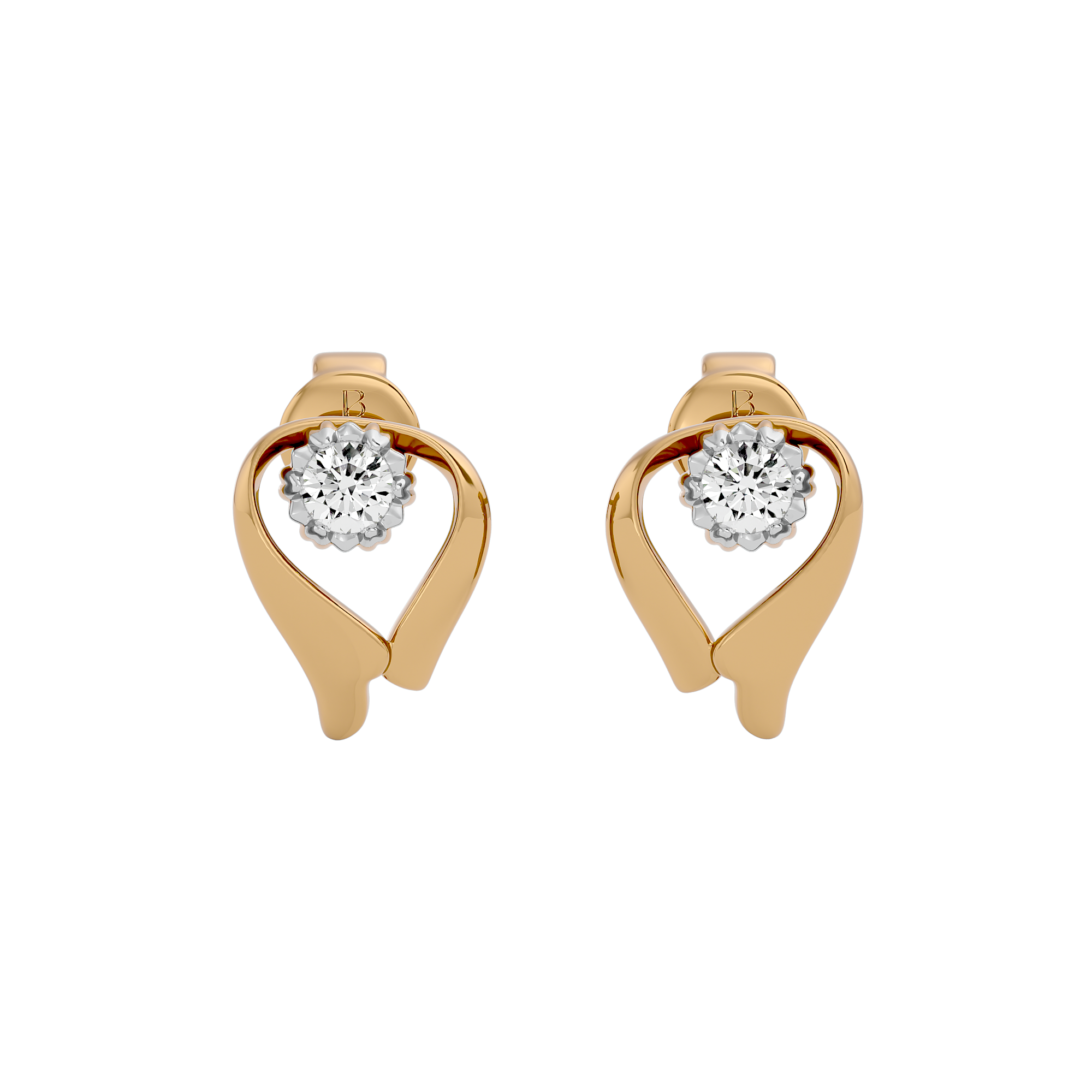 Brilliant-Cut 1/4ctw. Diamond Tension-Set Solitaire Earrings in 14k Yellow  Gold