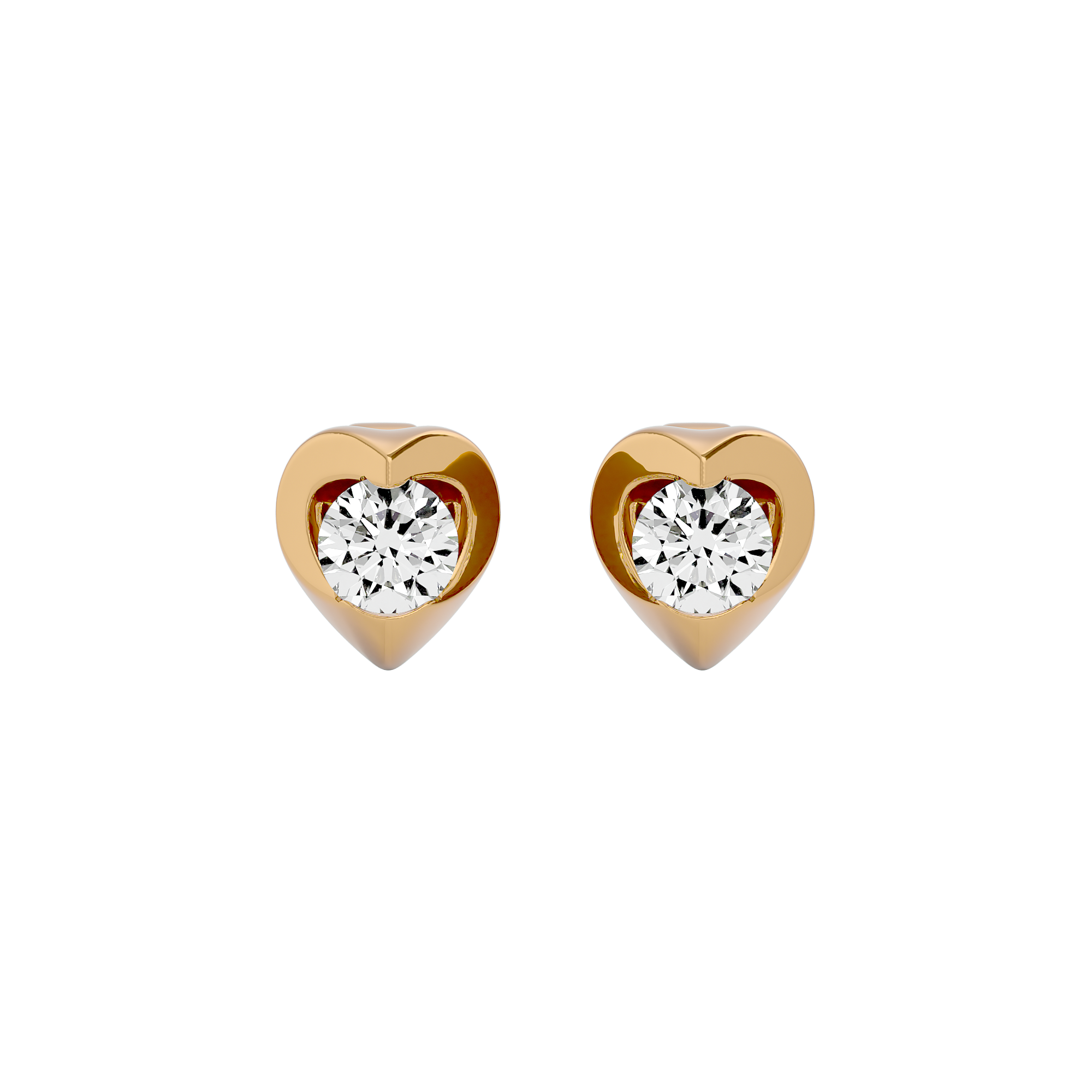 0.52 Carat Solitaire Diamond Yellow Gold Earrings - Blu Diamonds