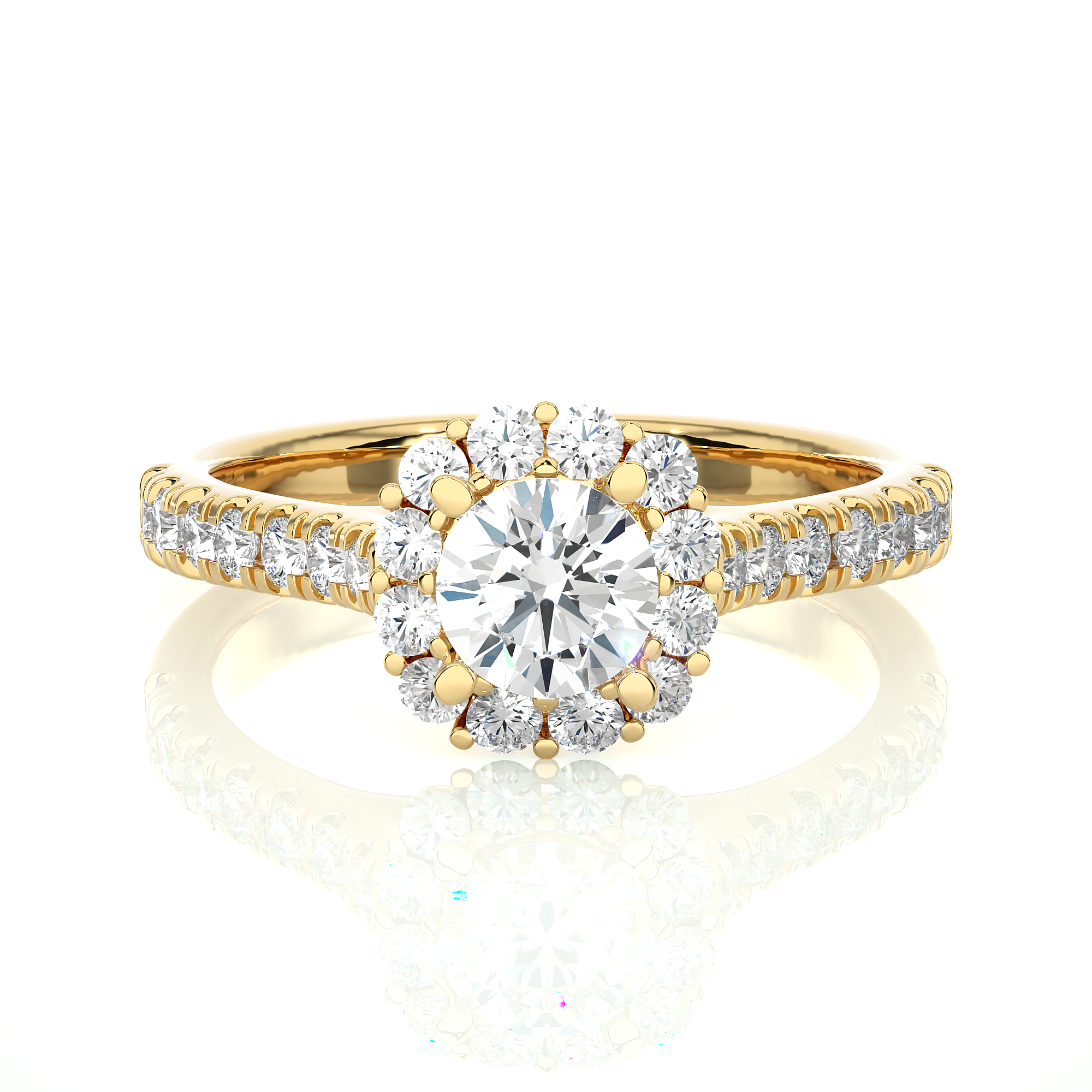 1.10Ct Round Shaped Solitaire Diamond Ring in Yellow Gold - Blu Diamonds