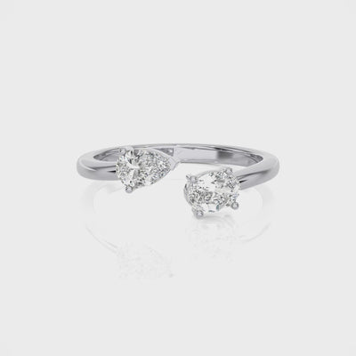 Pear & Oval Shaped Solitaire Lab Grown Diamond Ring - Blu Diamonds